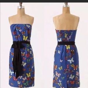 Strapless Blue Butterfly Anthropology Dress